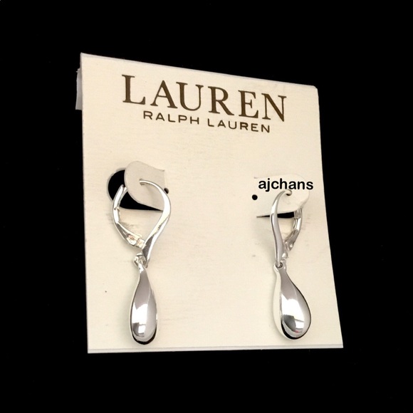 Lauren Ralph Lauren Silver Tone Teardrop Earrings - Picture 2 of 3
